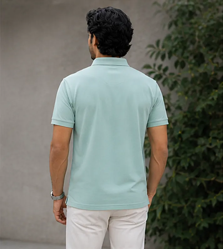 Men's Polo - Solid Light-Green - Image 4