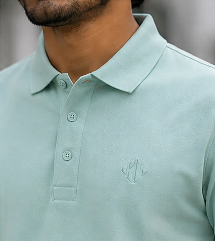 Men's Polo - Solid Light-Green - Image 5